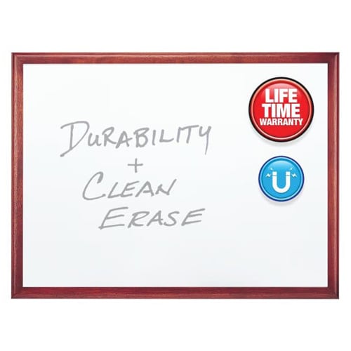 Quartet 4' x 3' Premium DuraMax Porcelain Magnetic Whiteboard with Mahogany Frame