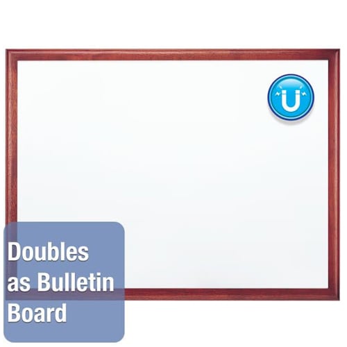 Quartet 4' x 3' Premium DuraMax Porcelain Magnetic Whiteboard with Mahogany Frame