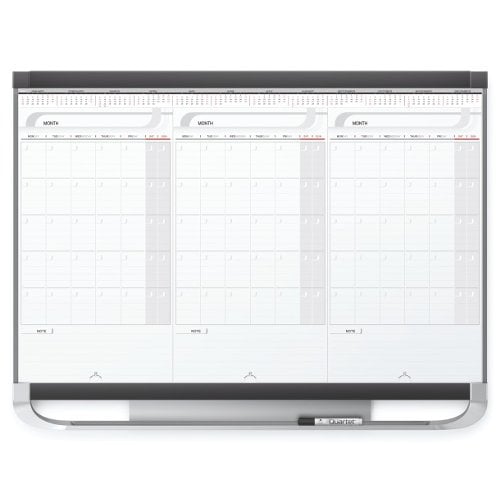 Quartet Prestige 2 3' x 2'  3 Month White Board Calendar with Black Frame - CMP32P2