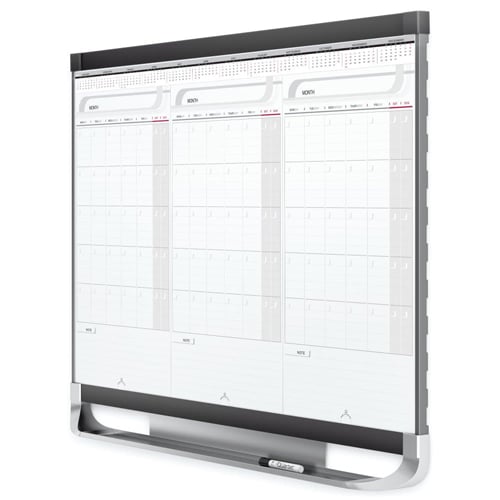 Quartet Prestige 2 3' x 2'  3 Month White Board Calendar with Black Frame - CMP32P2
