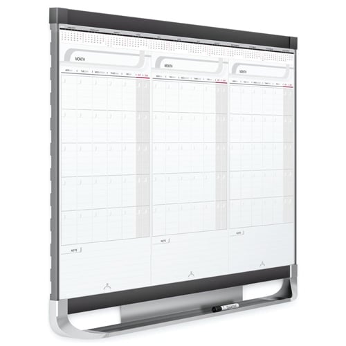 Quartet Prestige 2 3' x 2'  3 Month White Board Calendar with Black Frame - CMP32P2