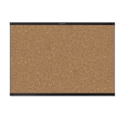 Quartet Prestige 2 3' x 2' Magnetic Cork Bulletin Board with Black Frame - MC243BP2