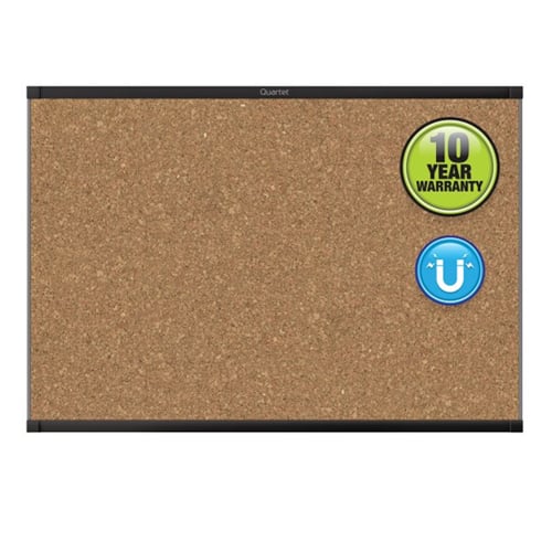 Quartet Prestige 2 4' x 3' Magnetic Cork Bulletin Board with Black Frame - MC244BP2