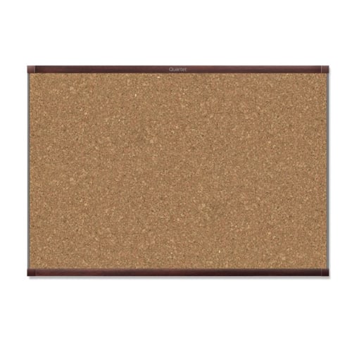 Quartet Prestige 2 6' x 4' Magnetic Cork Bulletin Board with Mahogany Frame - MC247MP2