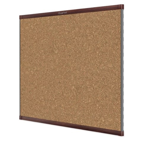 Quartet Prestige 2 6' x 4' Magnetic Cork Bulletin Board with Mahogany Frame - MC247MP2