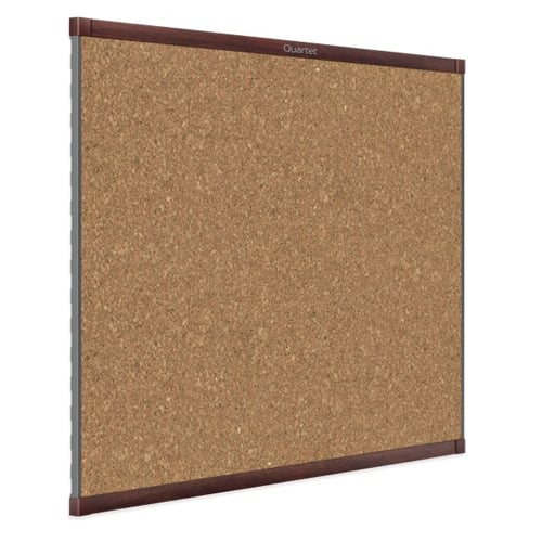 Quartet Prestige 2 6' x 4' Magnetic Cork Bulletin Board with Mahogany Frame - MC247MP2
