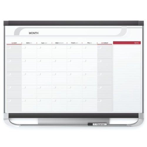 Quartet Prestige 2 3' x 2' Total Erase Magnetic Monthly Planner White Board - CP32P2