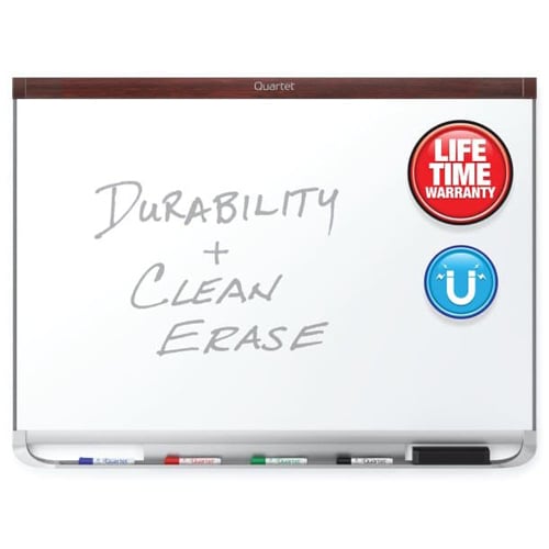 Quartet Prestige 2 4' x 3' Magnetic Porcelain White Board Mahogany Frame - P554MP2