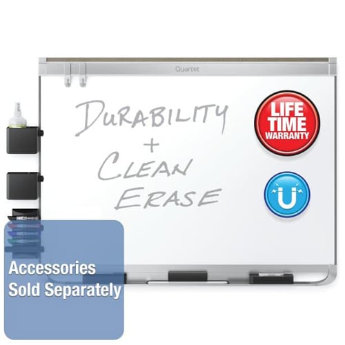 Quartet Prestige 2 4' x 3' Magnetic Porcelain White Board Silver Frame - P554AP2