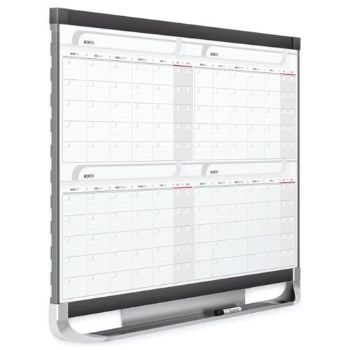 Quartet Prestige2 4' x 3' Magnetic 4 Month White Board Calendar Black Frame - 4MCP43P2