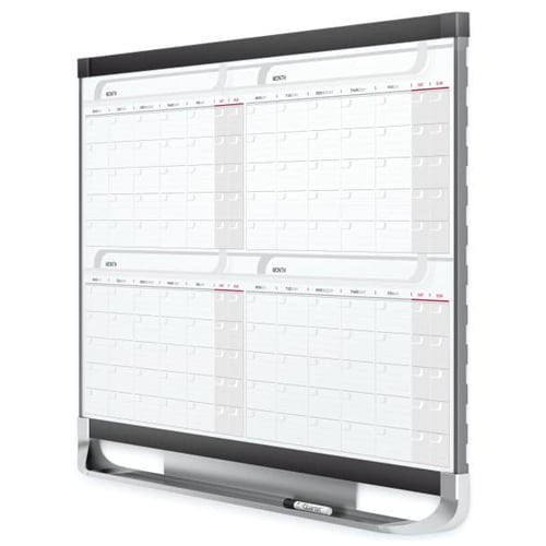 Quartet Prestige2 4' x 3' Magnetic 4 Month White Board Calendar Black Frame - 4MCP43P2