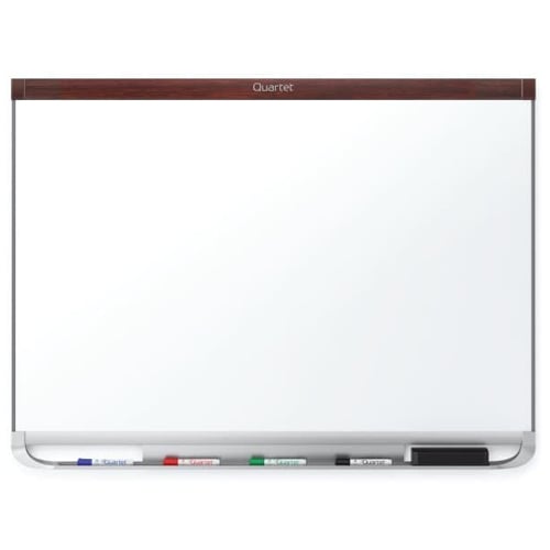 Quartet Prestige 2 8' x 4' Magnetic Porcelain White Board Mahogany Frame - P558MP2