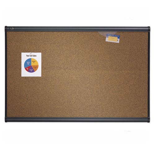 Quartet Prestige 36" x 24" Colored Cork Bulletin Board with Graphite Frame - B243G
