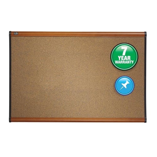 Quartet Prestige 48" x 36" Colored Cork Bulletin Board with Light Cherry Frame - B244LC