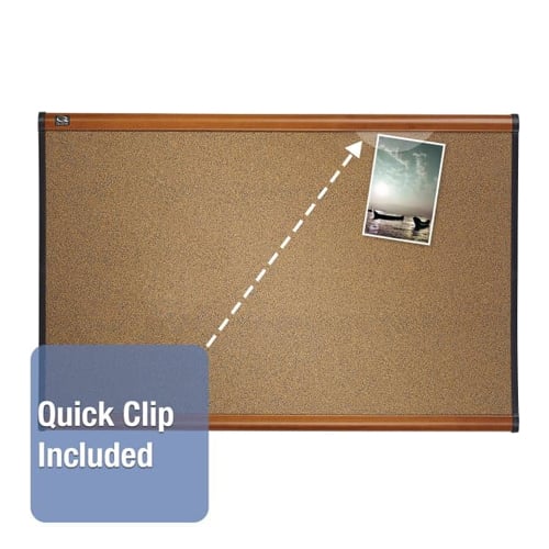 Quartet Prestige 36" x 24" Colored Cork Bulletin Board with Light Cherry Frame - B243LC