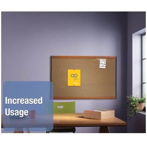 Quartet Prestige 36" x 24" Colored Cork Bulletin Board with Light Cherry Frame - B243LC