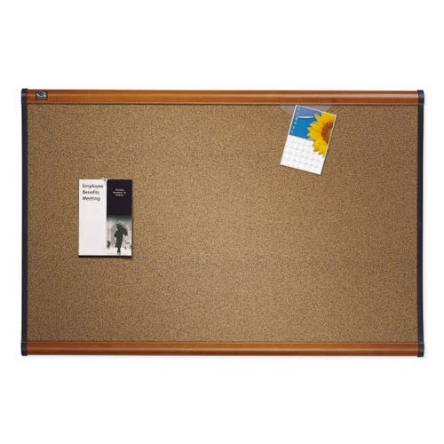 Quartet Prestige 36" x 24" Colored Cork Bulletin Board with Light Cherry Frame - B243LC