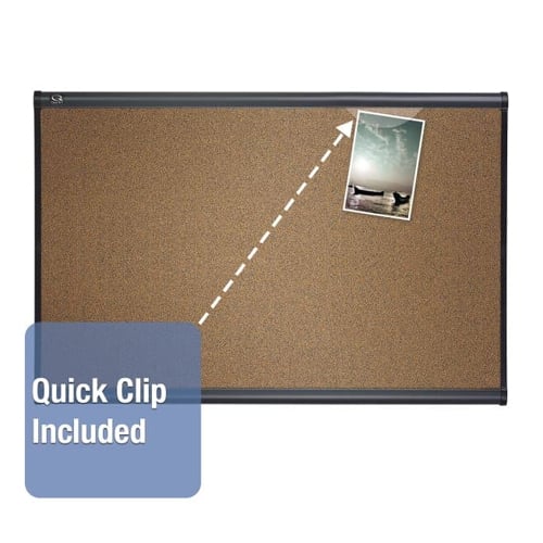 Quartet Prestige 36" x 24" Colored Cork Bulletin Board with Graphite Frame - B243G