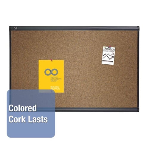 Quartet Prestige 36" x 24" Colored Cork Bulletin Board with Graphite Frame - B243G
