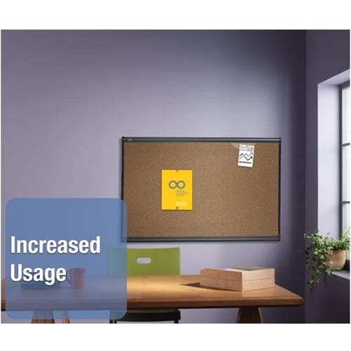 Quartet Prestige 36" x 24" Colored Cork Bulletin Board with Graphite Frame - B243G