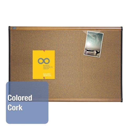 Quartet Prestige 36" x 24" Colored Cork Bulletin Board with Maple Frame - B243MA