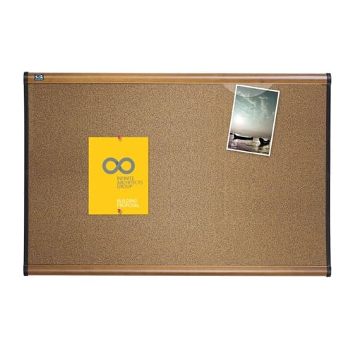 Quartet Prestige 72" x 48" Colored Cork Bulletin Board with Maple Frame - B247MA