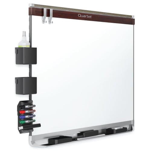 Quartet Prestige 2 Magnetic Porcelain White Board Mahogany Frame