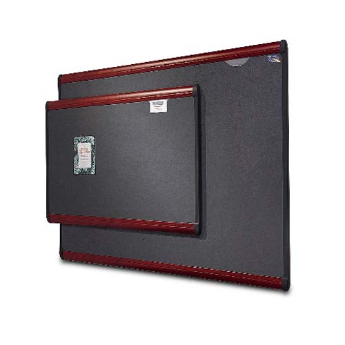 Quartet Prestige 36" x 24" Diamond Mesh Fabric Bulletin Board with Mahogany Frame - B443M