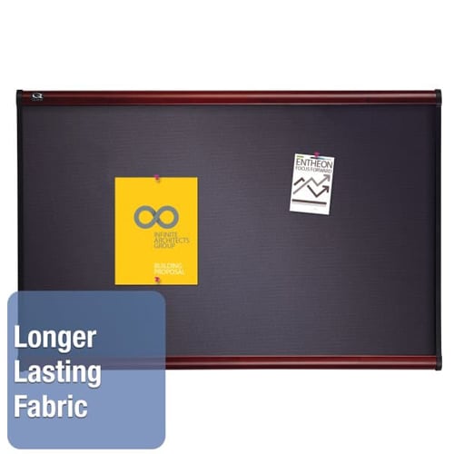 Quartet Prestige 36" x 24" Diamond Mesh Fabric Bulletin Board with Mahogany Frame - B443M