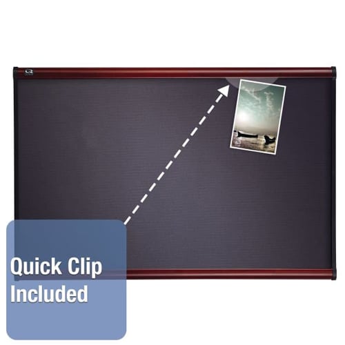 Quartet Prestige Mahogany Fabric Bulletin Board