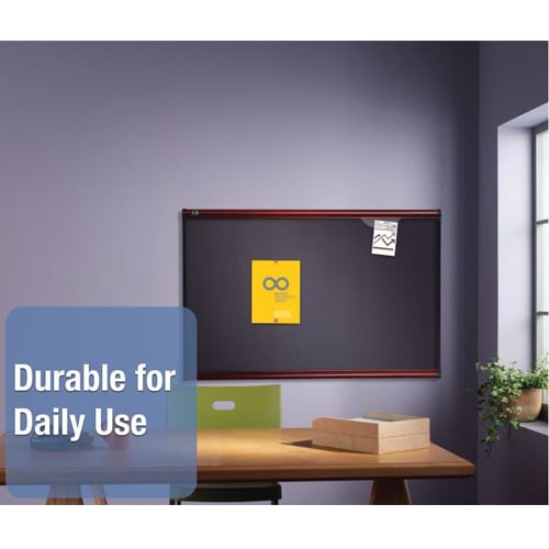 Quartet Prestige Mahogany Fabric Bulletin Board