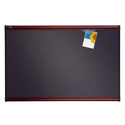 Quartet Prestige Mahogany Fabric Bulletin Board