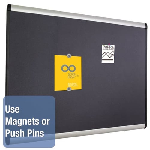 Quartet Prestige Plus 36" x 24" Magnetic Fabric Bulletin Board with Aluminum Frame - MB543A