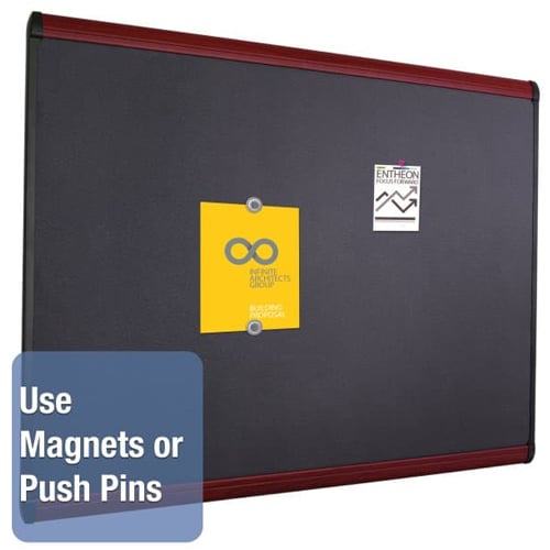 Quartet Prestige Plus 36" x 24" Magnetic Fabric Bulletin Board with Mahogany Frame - MB543M
