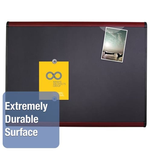 Quartet Prestige Plus 36" x 24" Magnetic Fabric Bulletin Board with Mahogany Frame - MB543M