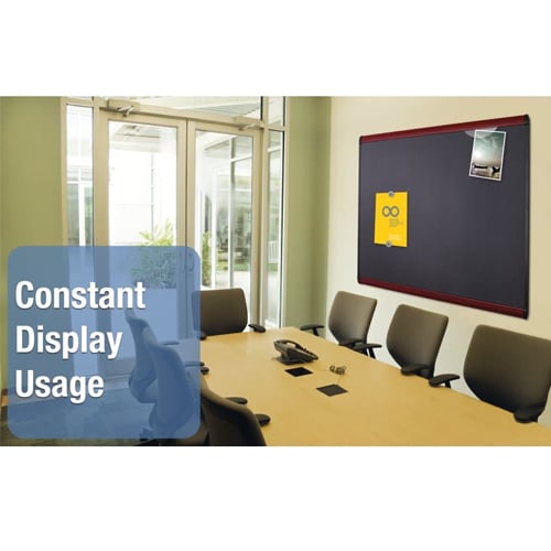 Quartet Prestige Plus 36" x 24" Magnetic Fabric Bulletin Board with Mahogany Frame - MB543M