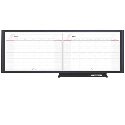 Quartet Prestige2 3x1 2 Month White Board Calendar with Black Frame