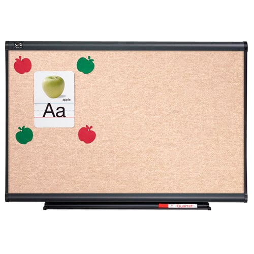 Quartet Connectable Modular Sand Vinyl Tack Board with Graphite Frame
