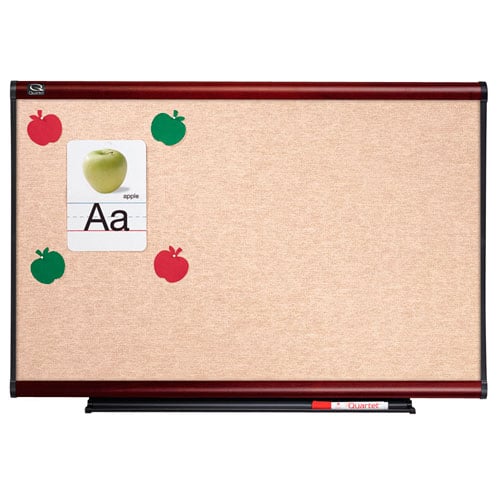 Quartet Connectable Modular Sand Vinyl Tack Board with Mahogany Frame