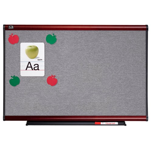 Quartet Connectable Modular Sand Vinyl Tack Board with Mahogany Frame