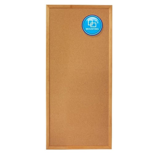 Quartet 12" x 36" Standard Cork Bulletin Board with Oak Frame - 300