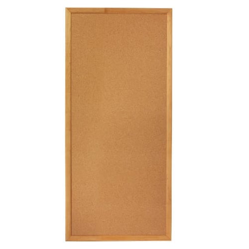 Quartet 12" x 36" Standard Cork Bulletin Board with Oak Frame - 300
