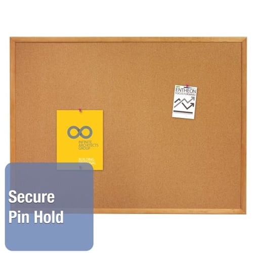 Quartet 24" x 18" Standard Cork Bulletin Board with Oak Frame - 301