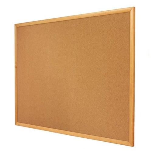 Quartet 24" x 18" Standard Cork Bulletin Board with Oak Frame - 301