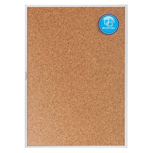 Quartet Standard 48" x 34" Natural Cork Bulletin Board with Silver Frame - 2304
