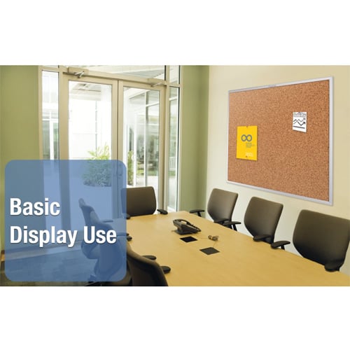 Quartet Standard 48" x 34" Natural Cork Bulletin Board with Silver Frame - 2304