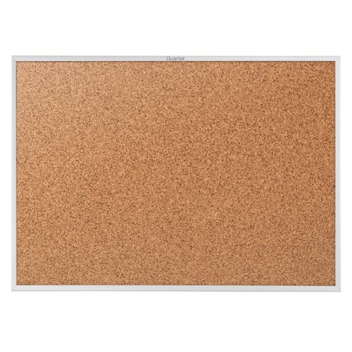 Quartet Standard 72" x 46" Natural Cork Bulletin Board with Silver Frame - 2307