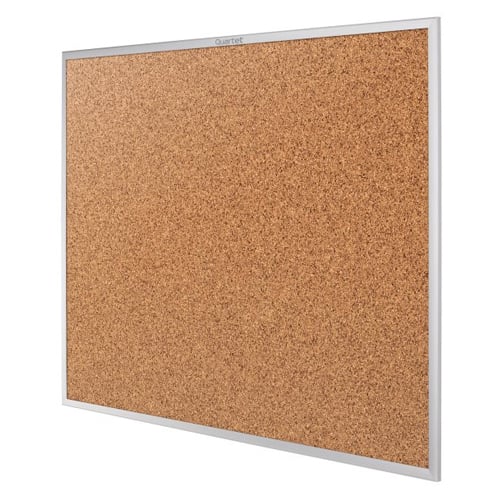 Quartet Standard 72" x 46" Natural Cork Bulletin Board with Silver Frame - 2307