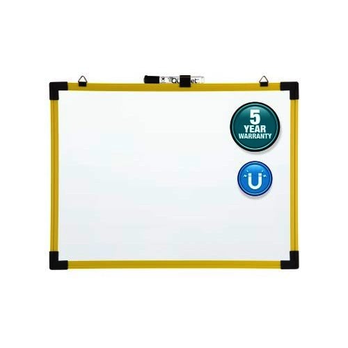 Quartet Industrial Magnetic Whiteboard with Yellow Plastic Frame