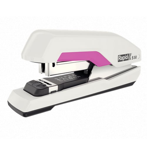 Rapid S50 Whitek/Pink Supreme SuperFlatClinch Halfstrip Stapler - RPD5000599